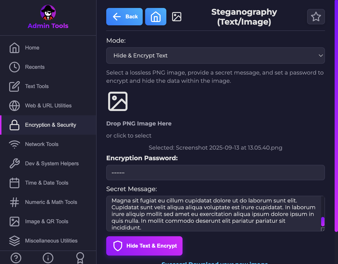 Encryption Tools in action.